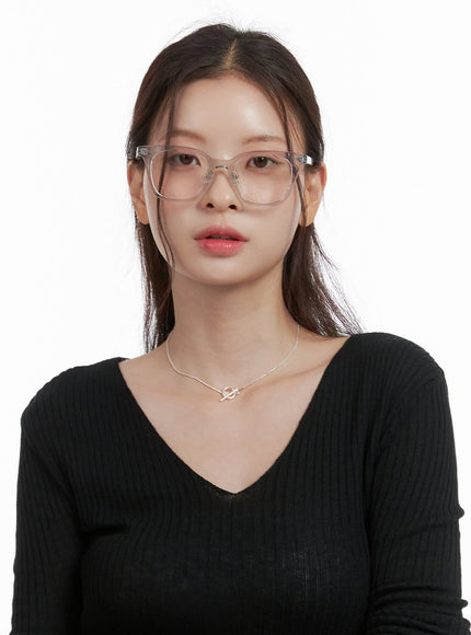 square-clear-frame-glasses-ol423 / Gray