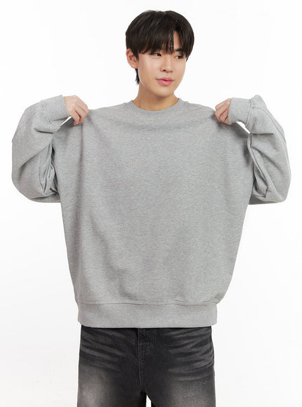 mens-basic-long-sleeve-crew-neck-ij517 / Gray