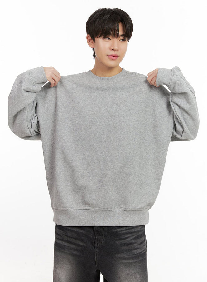 mens-basic-long-sleeve-crew-neck-ij517 / Gray