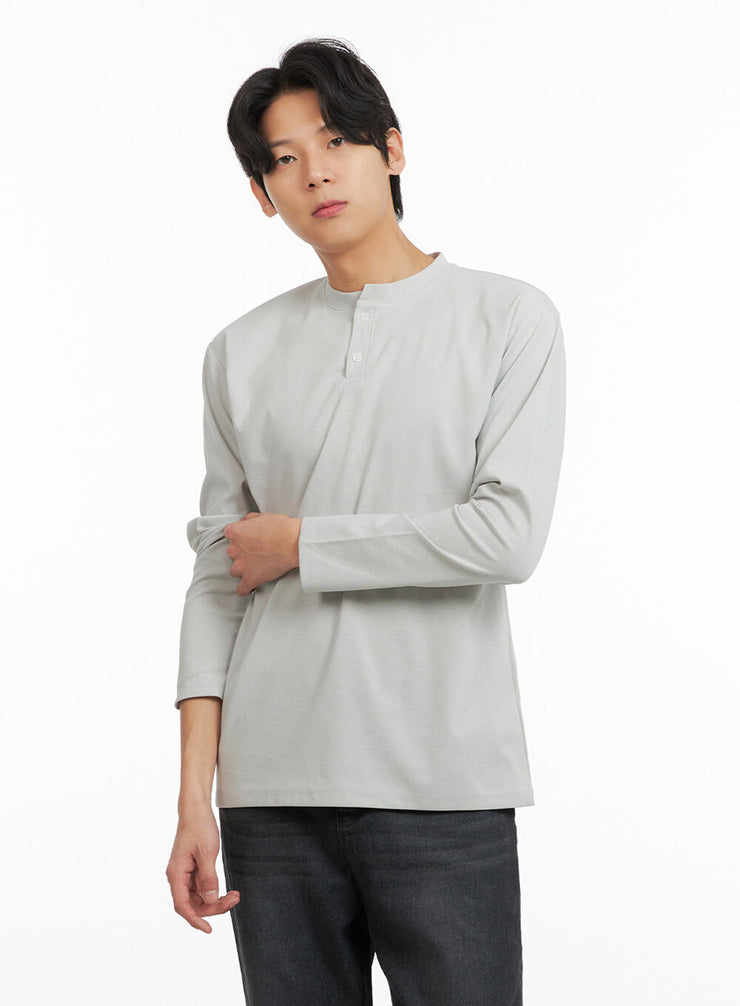 mens-basic-long-sleeve-polo-tee-ia402 / Gray