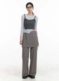 layered-wrap-string-pants-oa423 / Gray