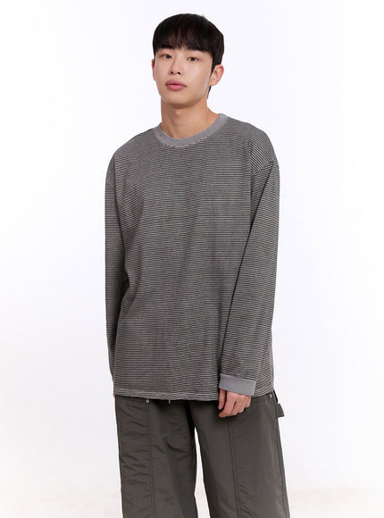 Men's Oversized Striped Long Sleeve Tee IM512