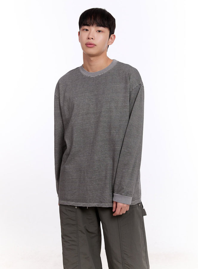 Men's Oversized Striped Long Sleeve Tee IM512