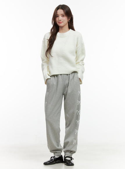 cozy-ribbon-sweatpants-oo421 / Gray