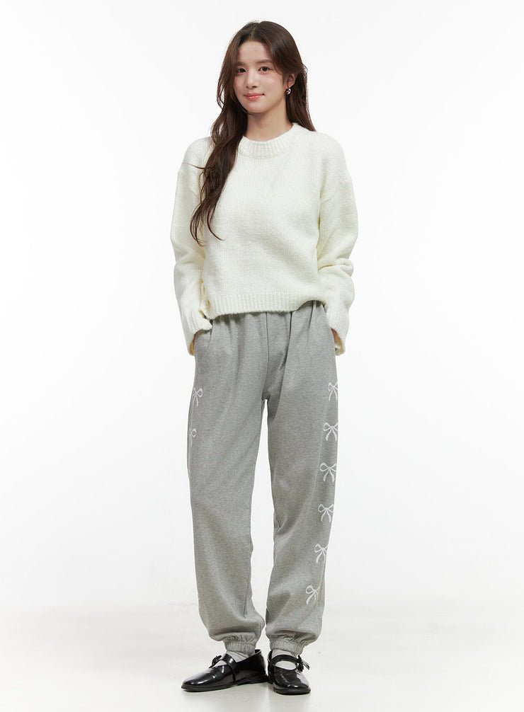 cozy-ribbon-sweatpants-oo421 / Gray