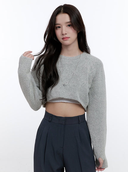 knit-cropped-sweater-on418 / Gray