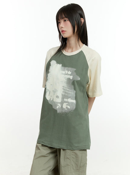 cotton-graphic-raglan-t-shirt-cg402 / Green