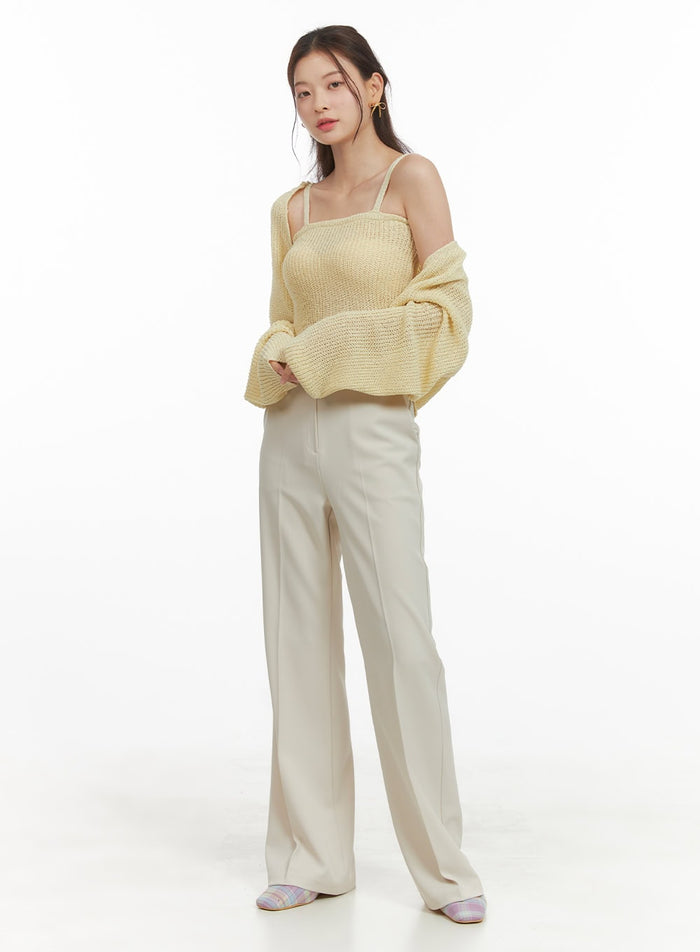 solid-bootcut-trousers-oy421 / Light beige