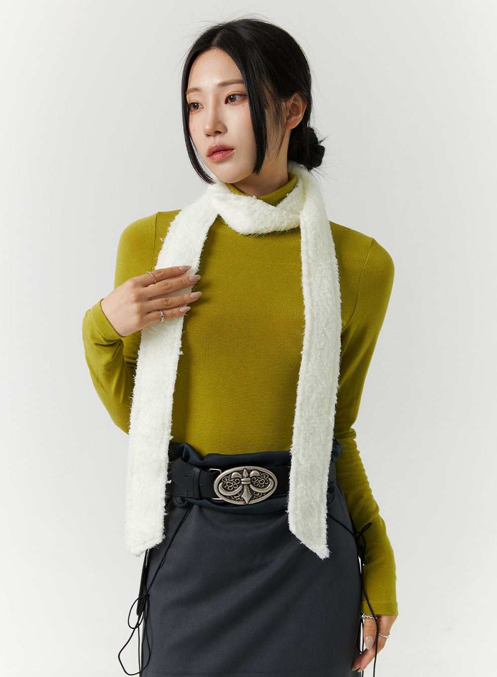 plush-skinny-scarf-cn328 / Light beige