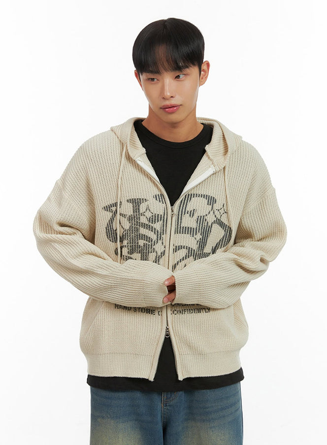 mens-street-style-hoodie-knit-is419 / Light beige