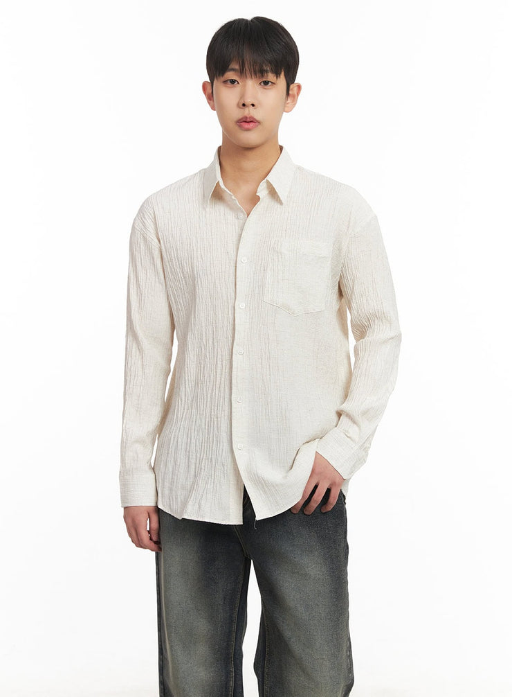 mens-wrinkle-collared-shirt-im514 / Light beige