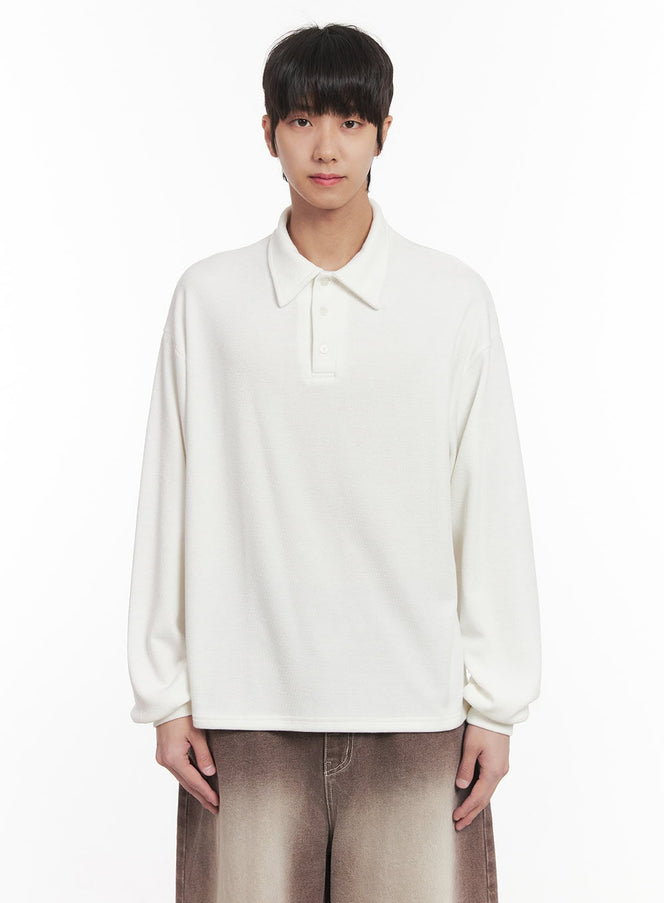 mens-collared-long-sleeve-shirt-im519 / Light beige