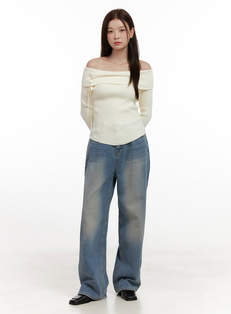 Camila Washed Wide-Leg Jeans ON422