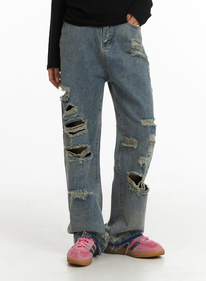 ribbed-straight-leg-denim-jeans-cj431 / Light blue