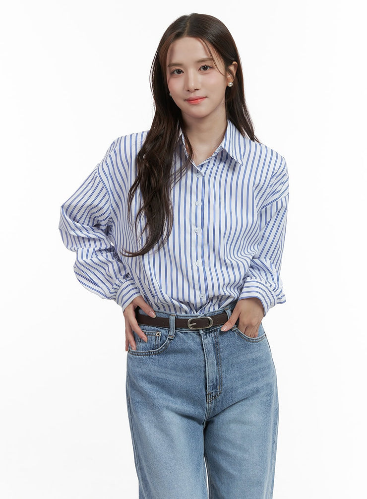 elegant-stripe-pattern-blouse-os416 / Light blue