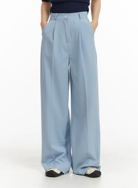 solid-wide-trousers-om412 / Light blue