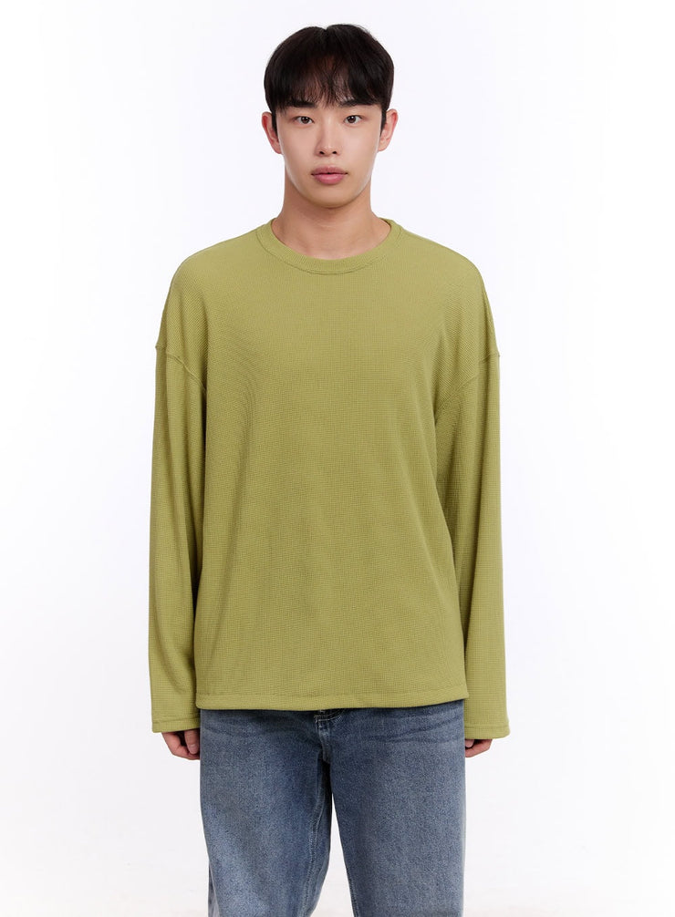 Men's Oversized Waffle-Knit Long Sleeve Tee IM512