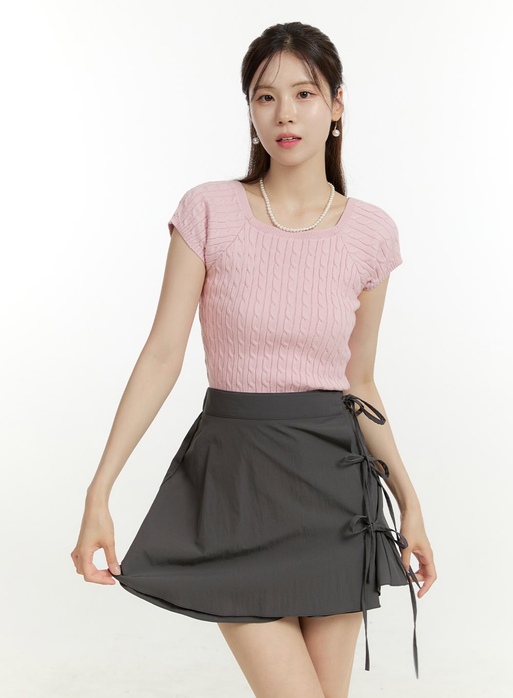 cable-square-neck-sweater-ou428 / Pink