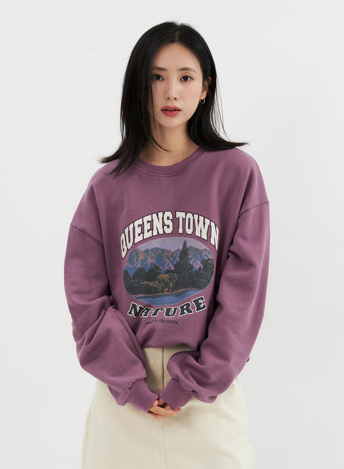 graphic-sweatshirt-oo305 / Purple