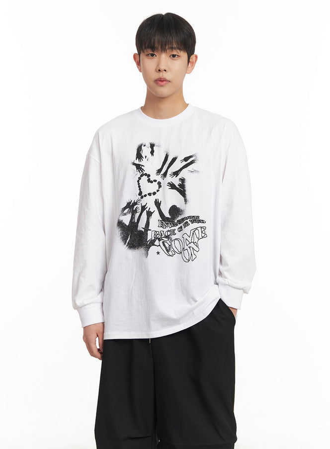 mens-cotton-graphic-long-sleeve-tee-im517 / White