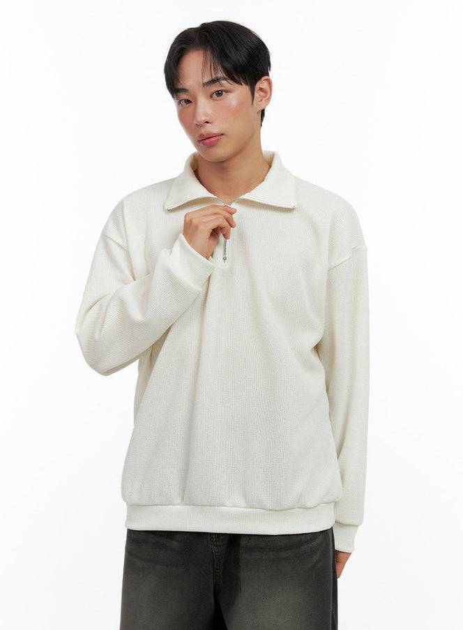 mens-knit-half-zip-sweater-in426 / White