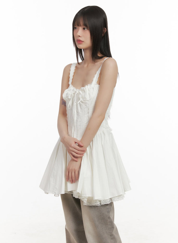 sweetheart-lace-up-mini-dress-cd426 / White