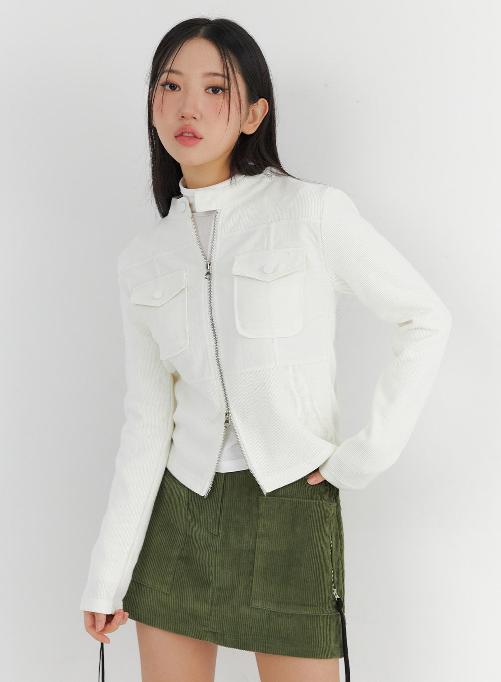 two-way-pocket-zip-up-jacket-co325 / White