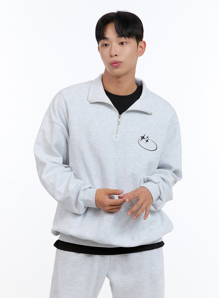 mens-cozy-half-zip-sweatshirt-white-is412 / White