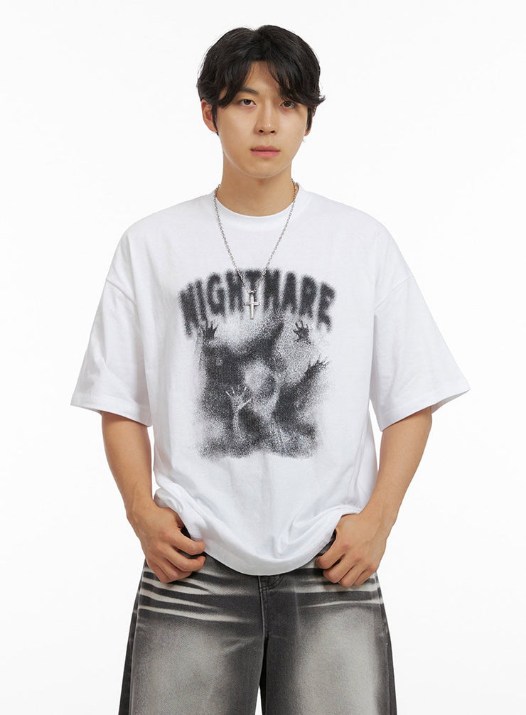 mens-nightmare-graphic-t-shirt-ig409 / White