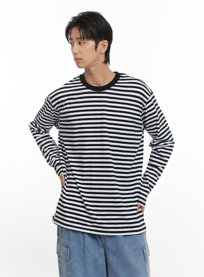 mens-striped-long-sleeve-tee-id406 / White