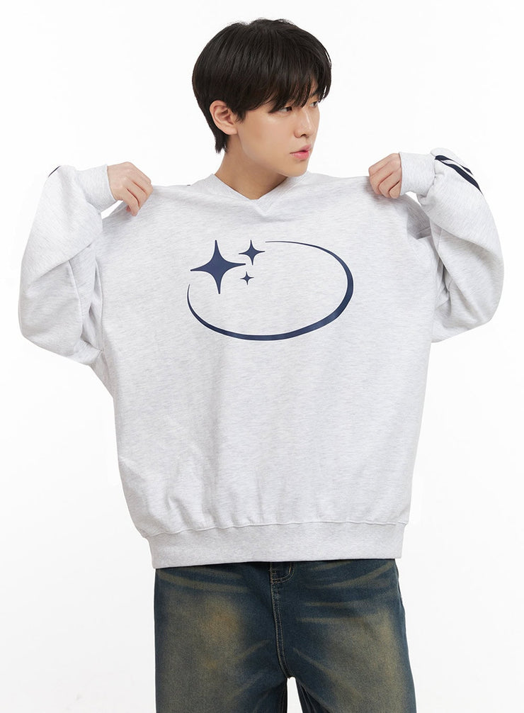 Men's Oversized Star Graphic Sweatshirt IJ517