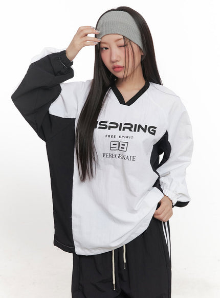 V-Neck Lettered Windbreaker CF524