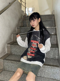 oversized-graphic-hoodie-co327 / White