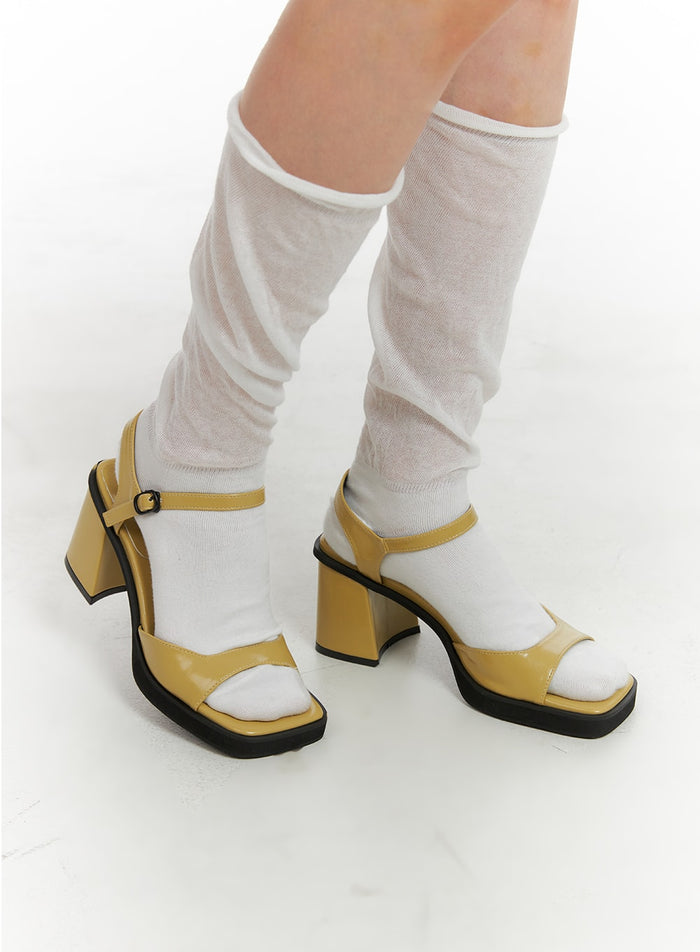 square-open-toe-pumps-om418 / Yellow
