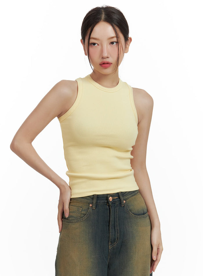 solid-ribbed-tank-top-cu420 / Yellow