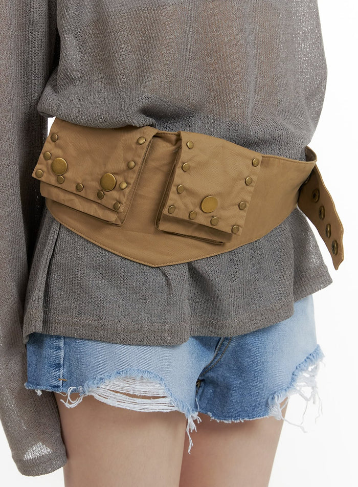 stud-pocket-waist-belt-cu413 / Beige