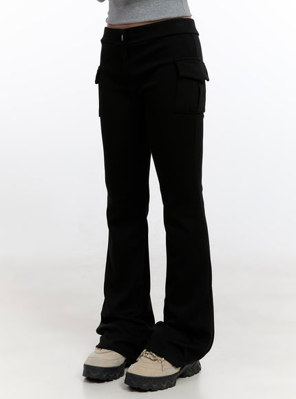 slim-fit-low-waist-cargo-pocketed-pants-cn425 / Black