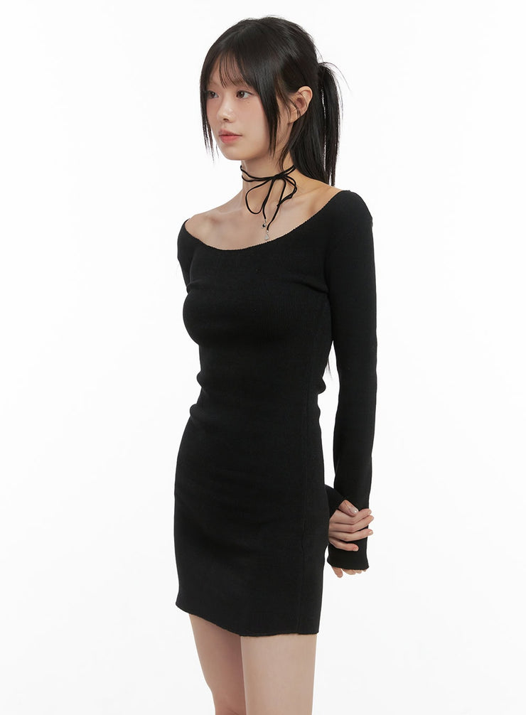 graceful-off-shoulder-mini-dress-cs412 / Black