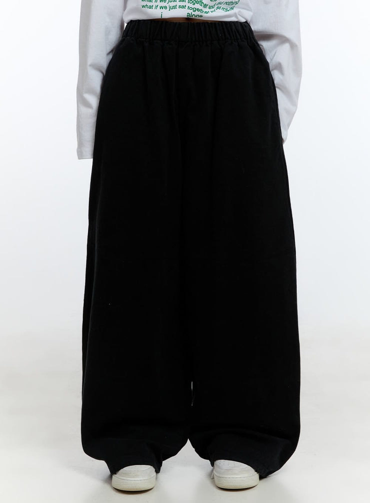 cotton-oversized-wide-fit-pants-cd424 / Black