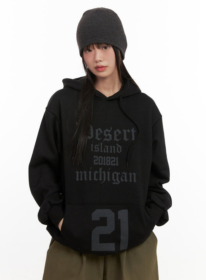 Graphic Print Oversized Hoodie CJ506