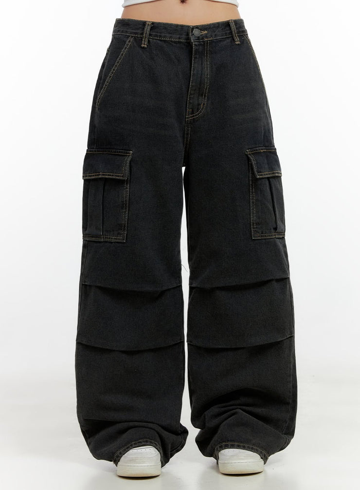 celine-cargo-stitch-denim-baggy-jeans-cn406 / Black