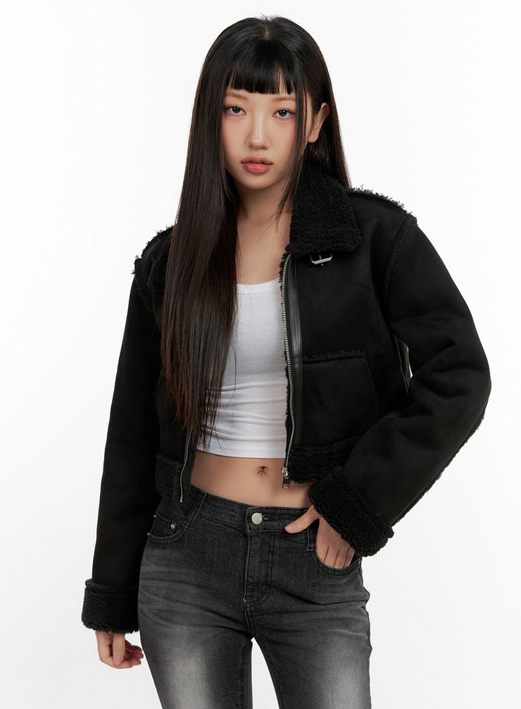 fuzzyfemme-crop-jacket-cn406 / Black