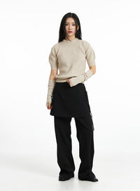 wrap-tailored-pants-oo323 / Black