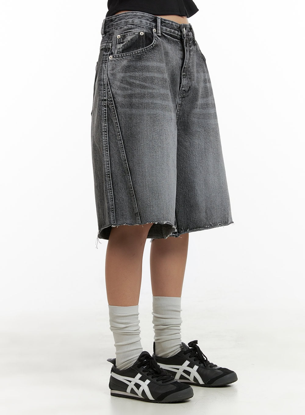 destroyed-hem-jorts-cu405 / Black