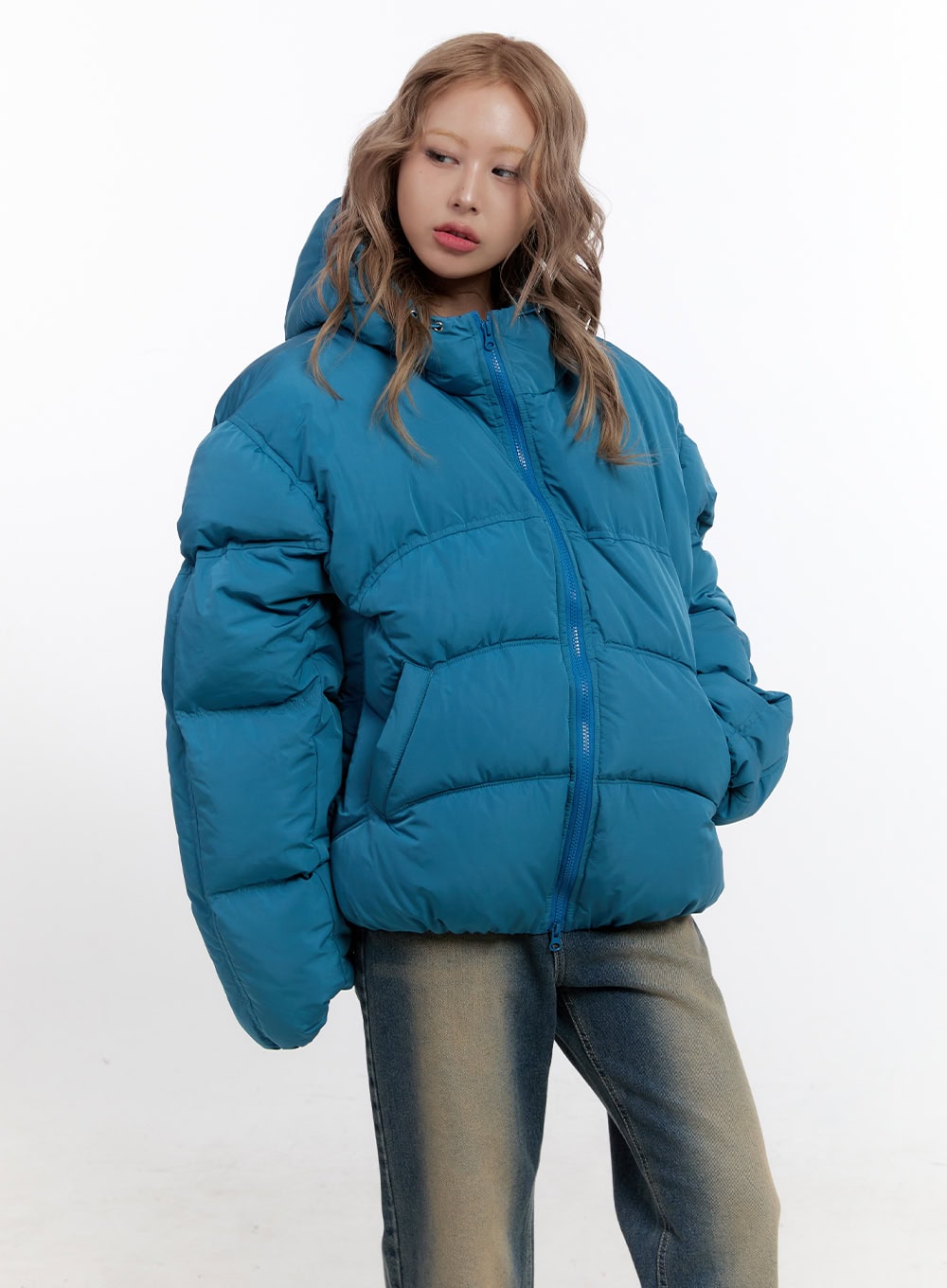 warmth-padded-polyester-coat-cn425 / Blue