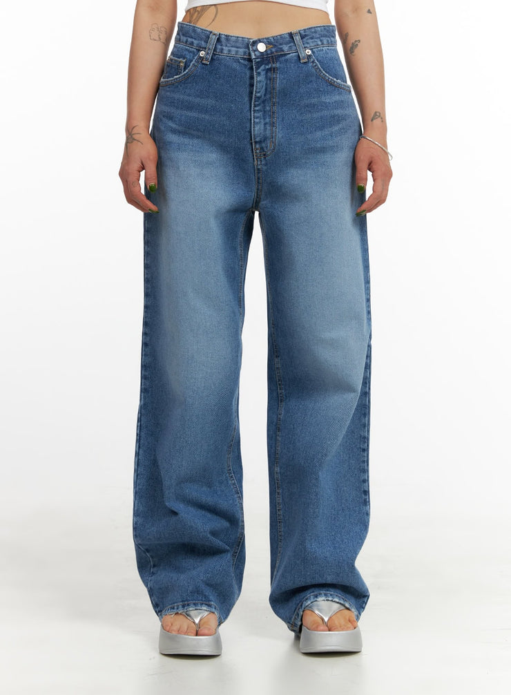 straight-wide-leg-jeans-cy429 / Blue