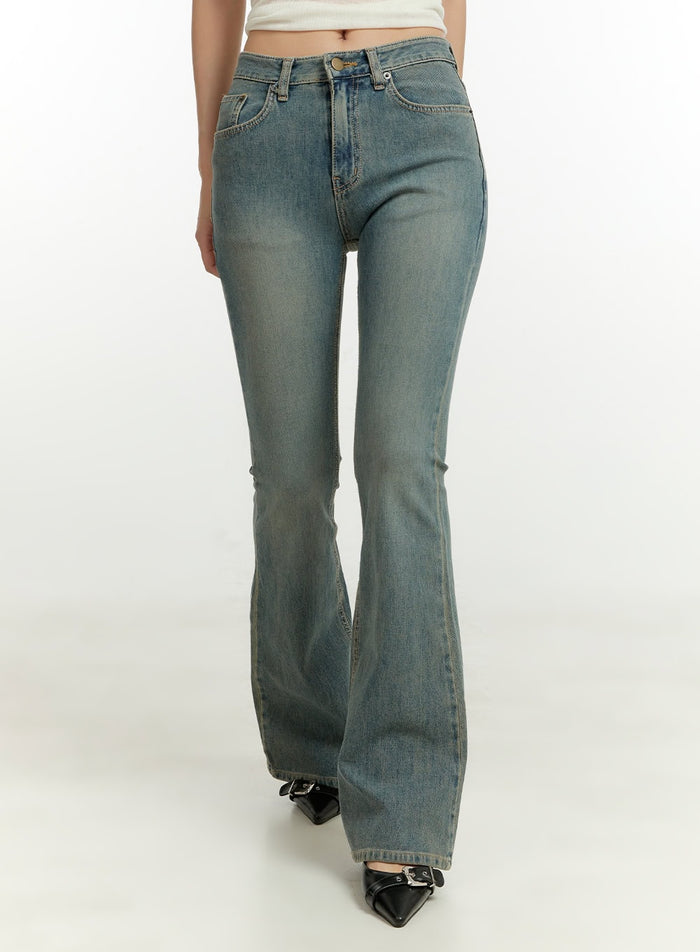 washed-low-rise-bootcut-jeans-cu426 / Blue
