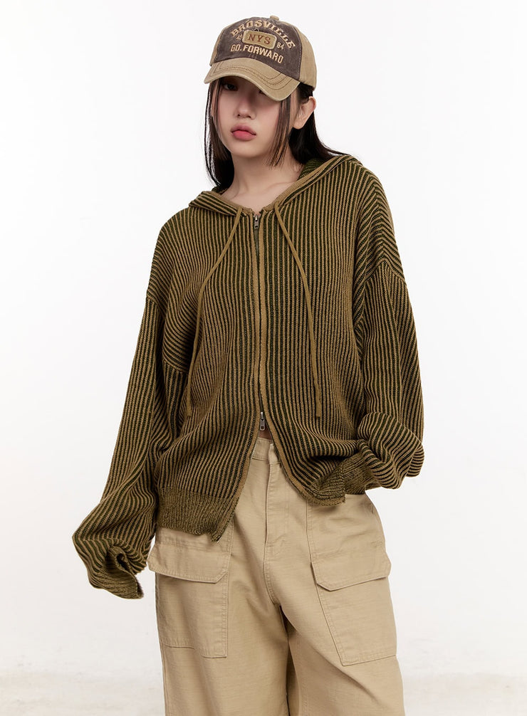 Unisex Oversized Hooded Knit Zip-Up CM507