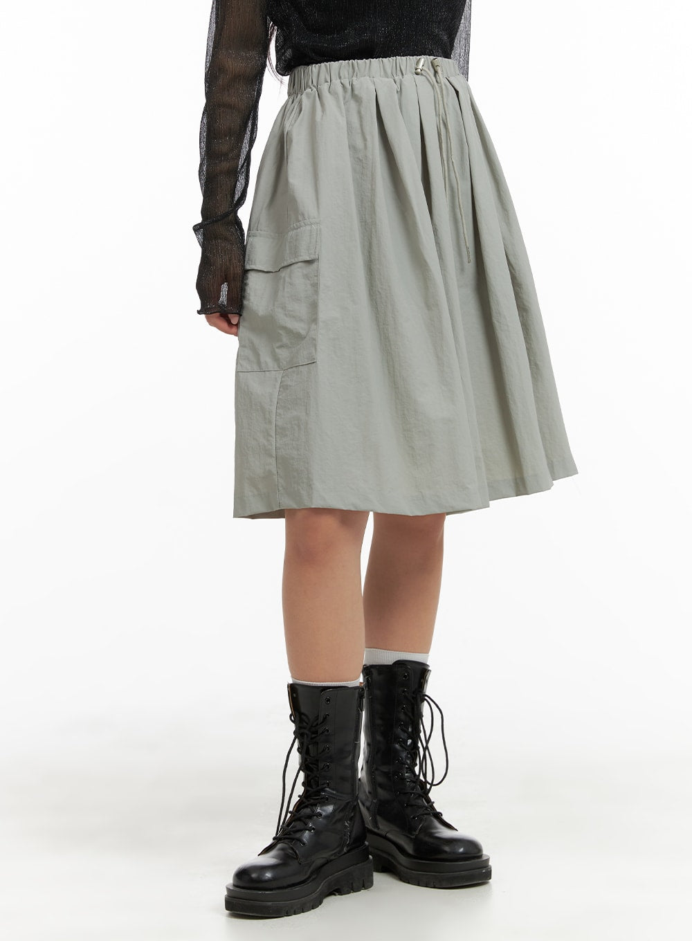 solid-flare-cargo-midi-skirt-cm425 / Gray