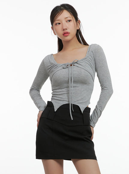 square-cutout-bolero-crop-top-cs405 / Gray